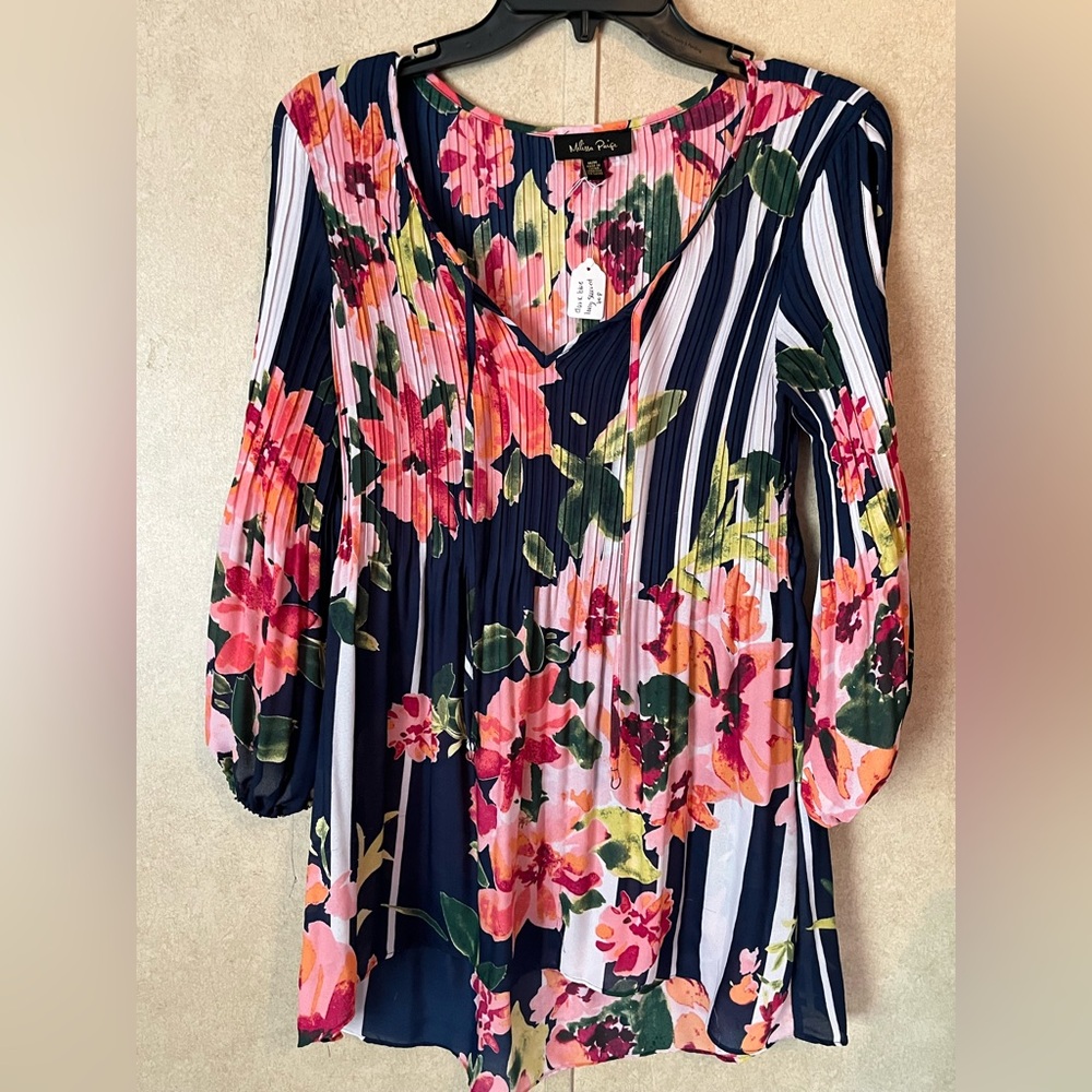 Melissa Paige Floral Blouse - Pink, Blue, Green